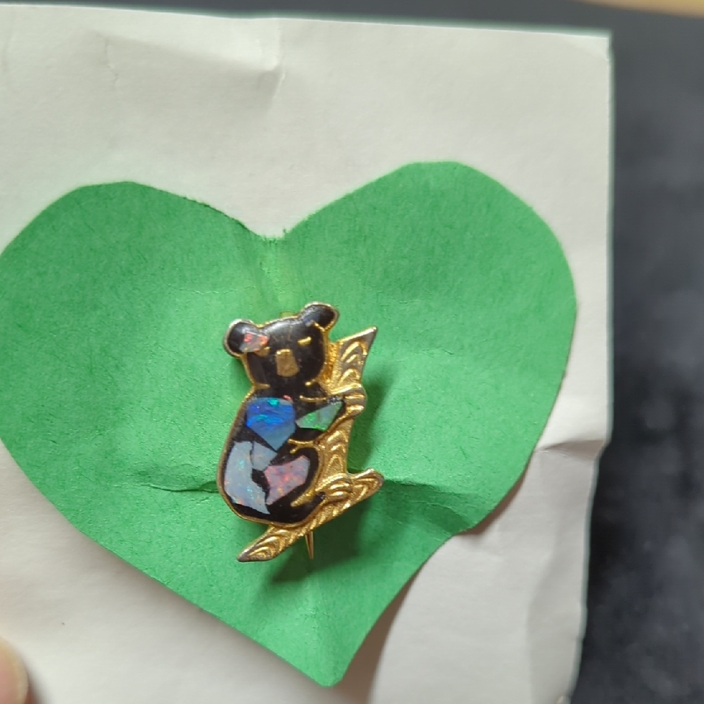 Vintage Gold and Black Koala Brooch